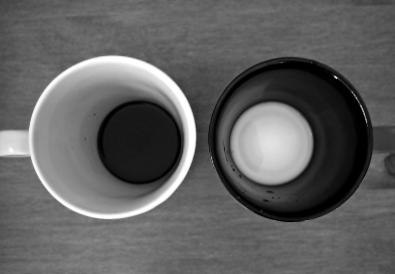 Kaffe mjölk svartvit